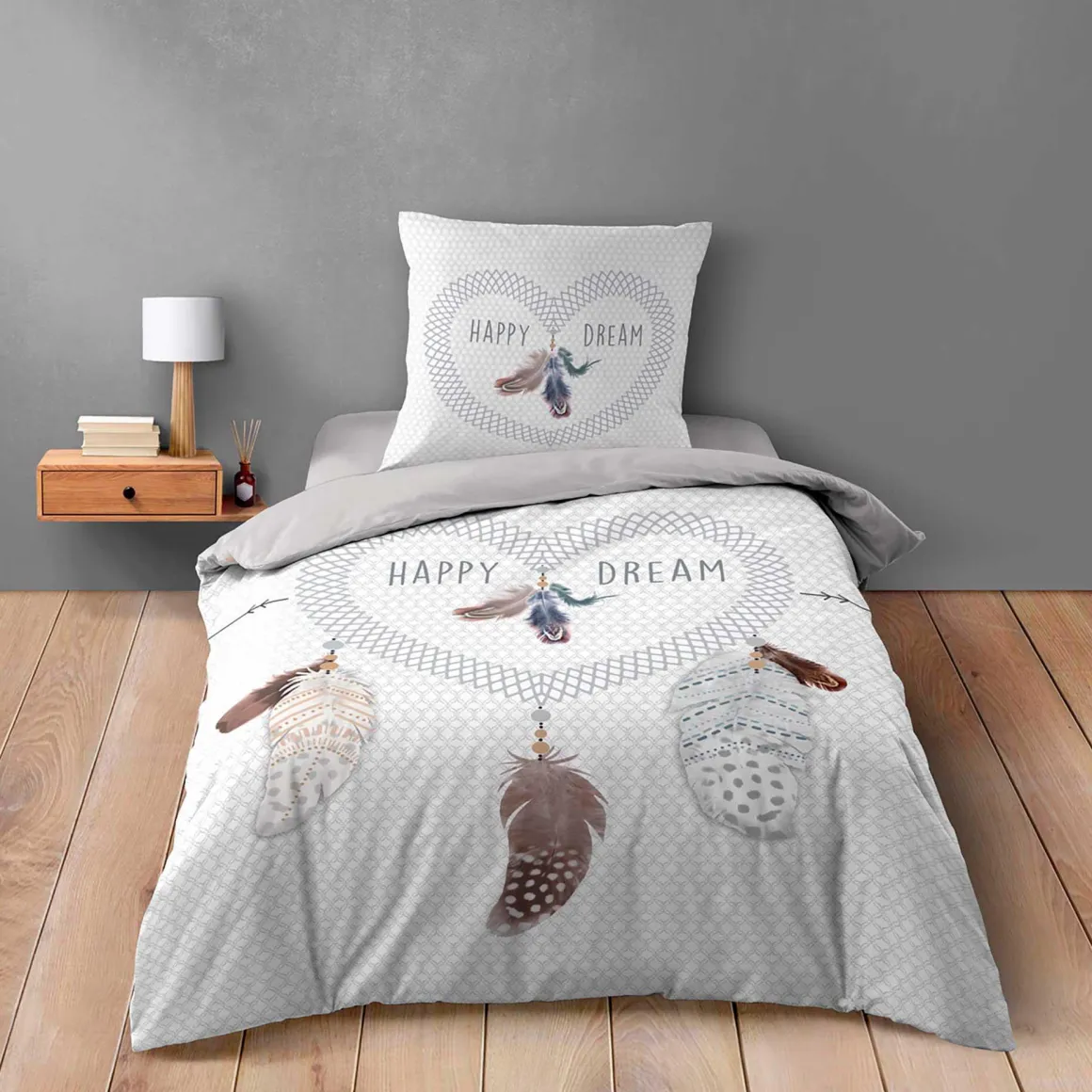 PARURE 140X200CM IMPRIME 42 FILS DESSIN PLACE HAPPY DREAM