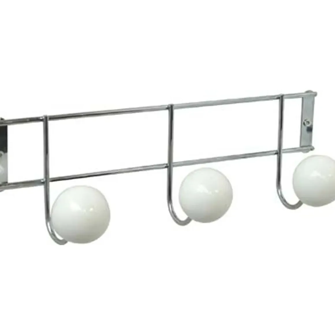 PATERE METAL A FIXER 3 BOULES RESINE BLANCHE GROS DIAMETRE