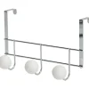 PATERE METAL 3 BOULES RESINE BLANCHE GROS DIAMETRE   CHROME
