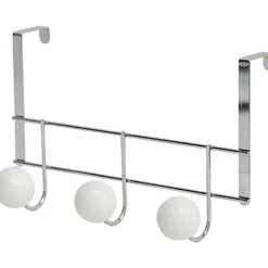 PATERE METAL 3 BOULES RESINE BLANCHE GROS DIAMETRE   CHROME