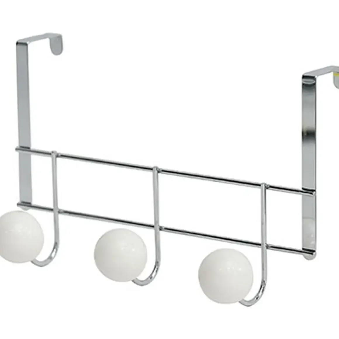PATERE METAL 3 BOULES RESINE BLANCHE GROS DIAMETRE CHROME
