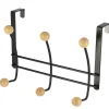 PATERE METAL 6 CROCHETS BOIS NOIR BOIS
