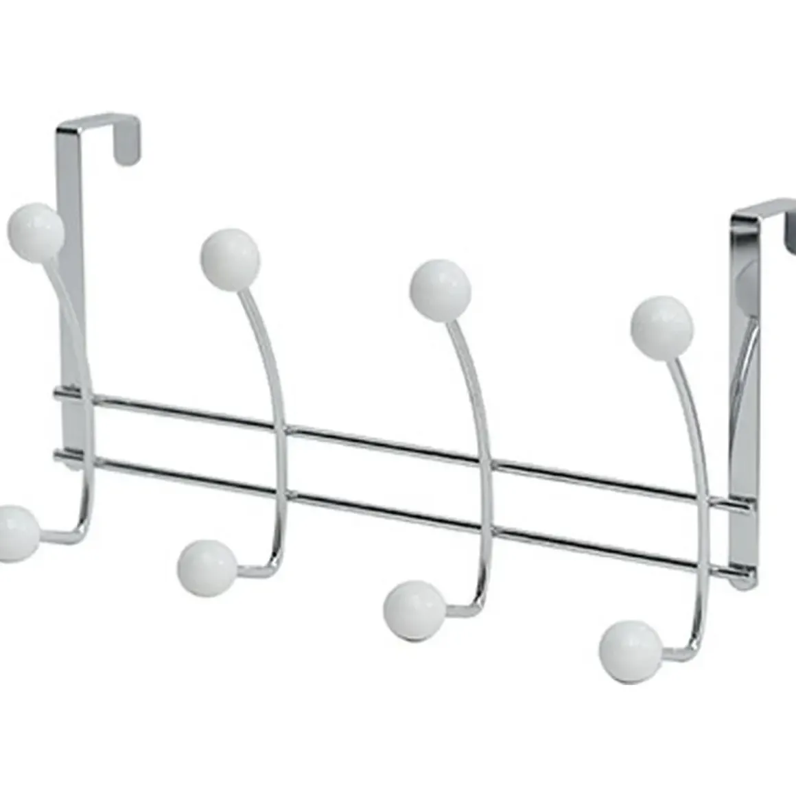PATERE METAL 8 CROCHETS CHROME BLANC