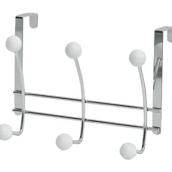 PATERE METAL 6 CROCHETS   CHROME BLANC