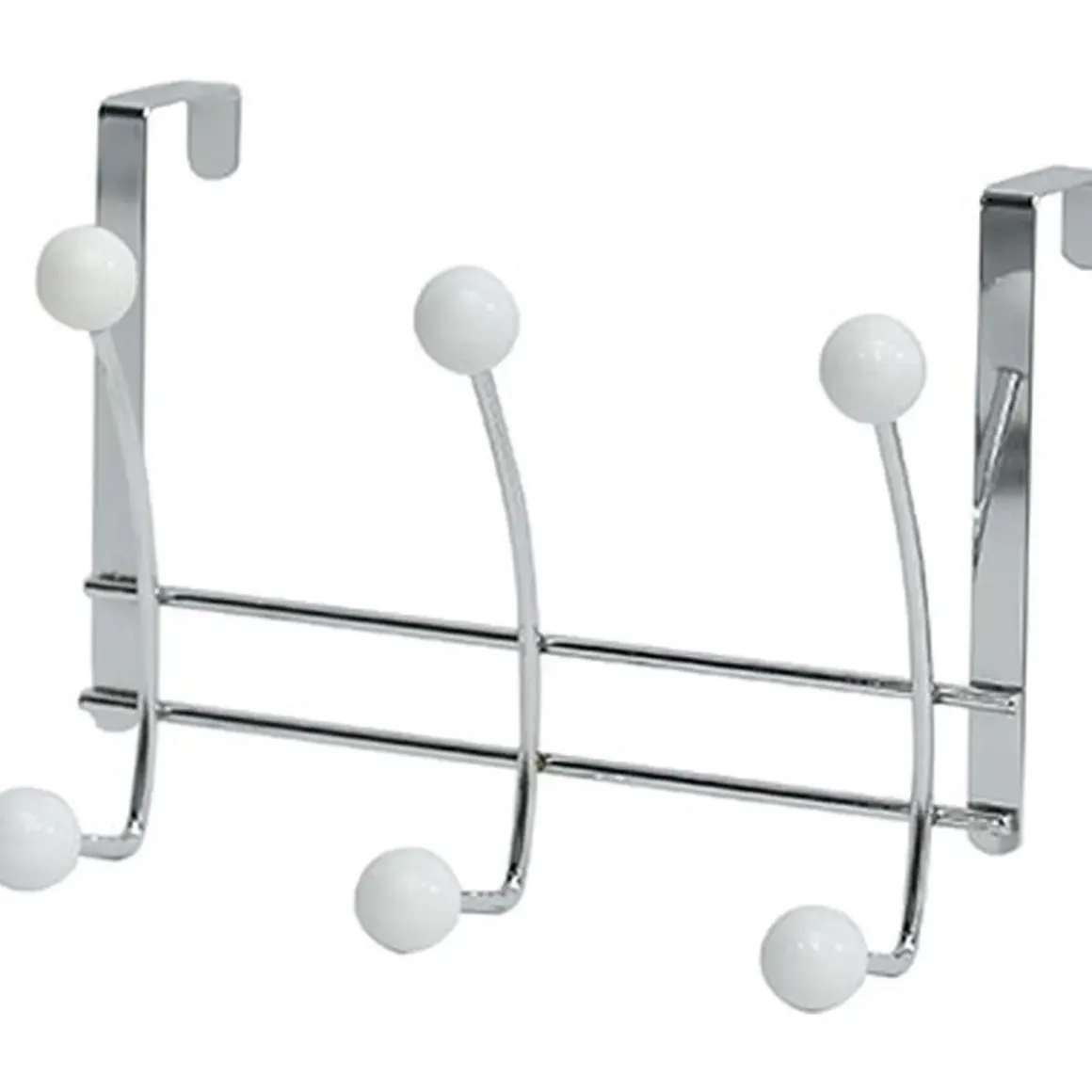 PATERE METAL 6 CROCHETS CHROME BLANC