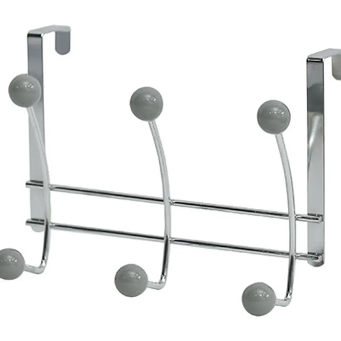 PATERE METAL 6 CROCHETS CHROME GRIS