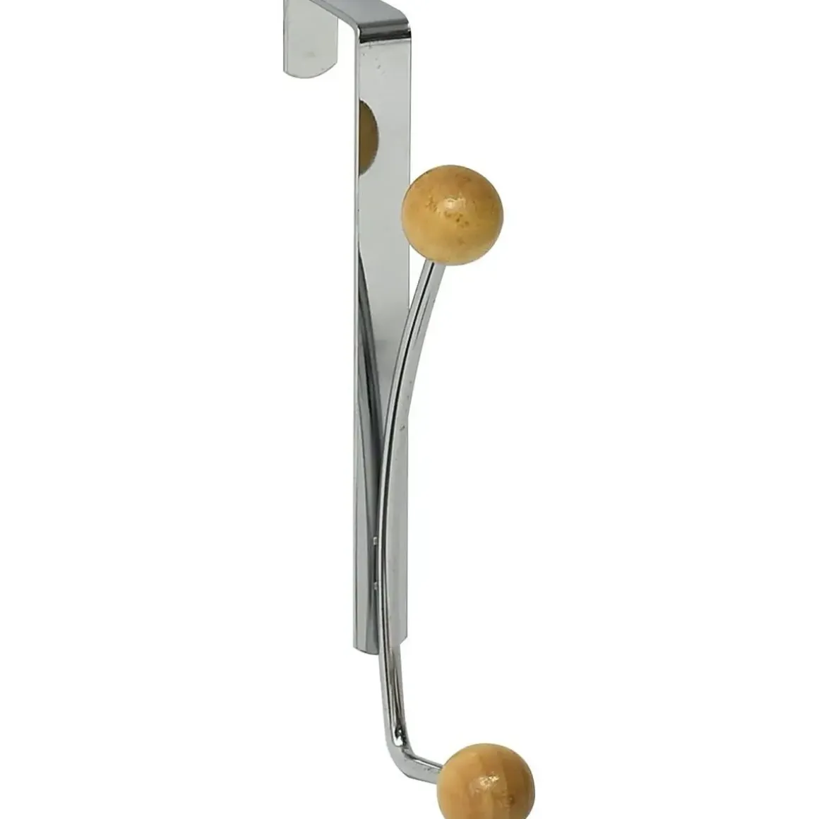 PATERE METAL 2 CROCHETS CHROME BOIS