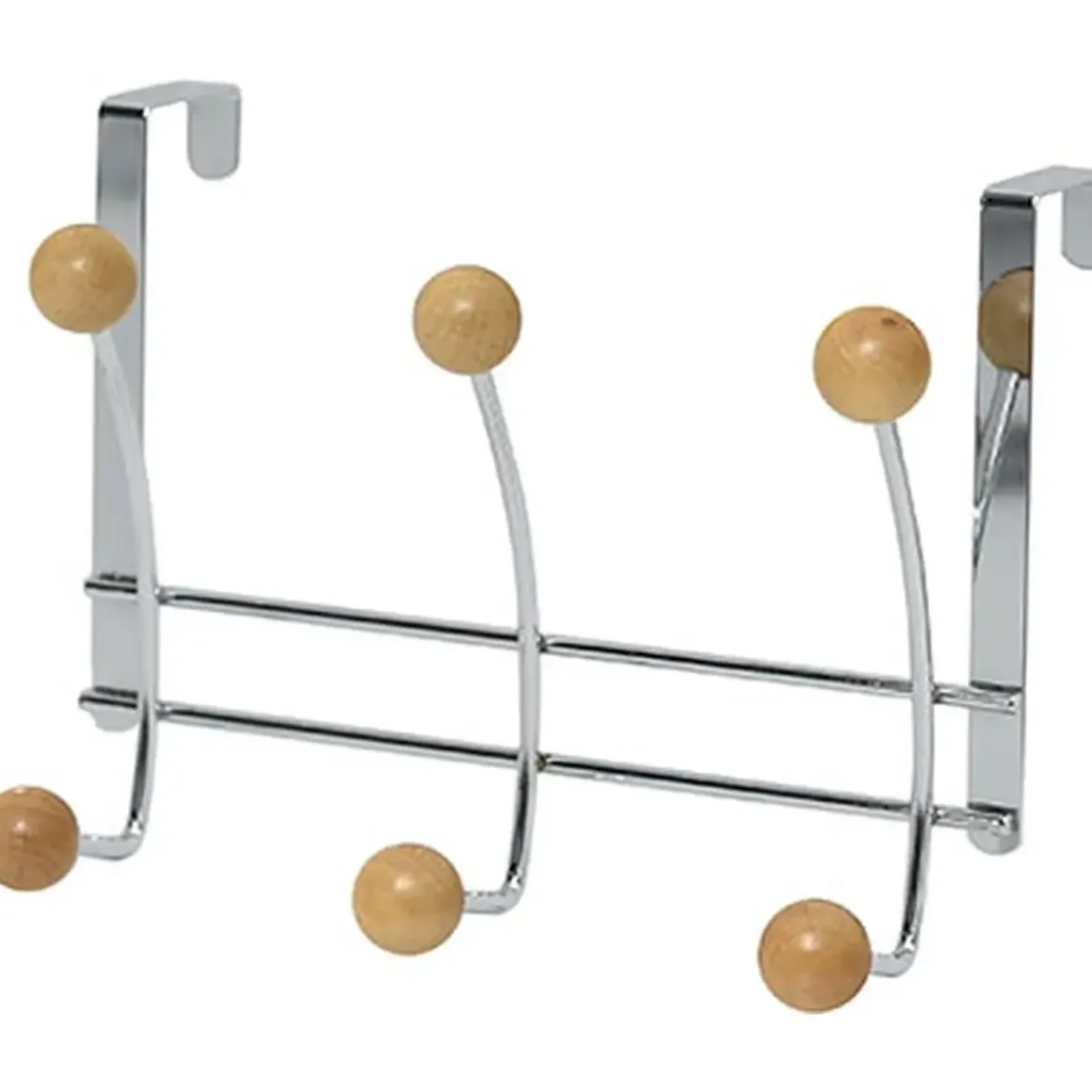 PATERE METAL 6 CROCHETS CHROME BOIS