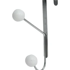 PATERE METAL 2 CROCHETS  RESINE BLANCHE   CHROME BLANC