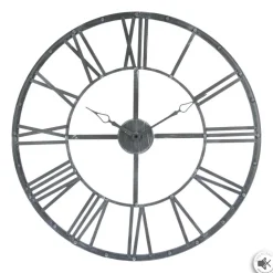 PENDULE METAL VINTAGE GRIS D.70CM