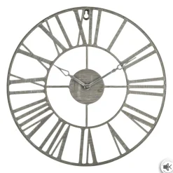 PENDULE METAL VINTAGE GRIS D.36.5CM