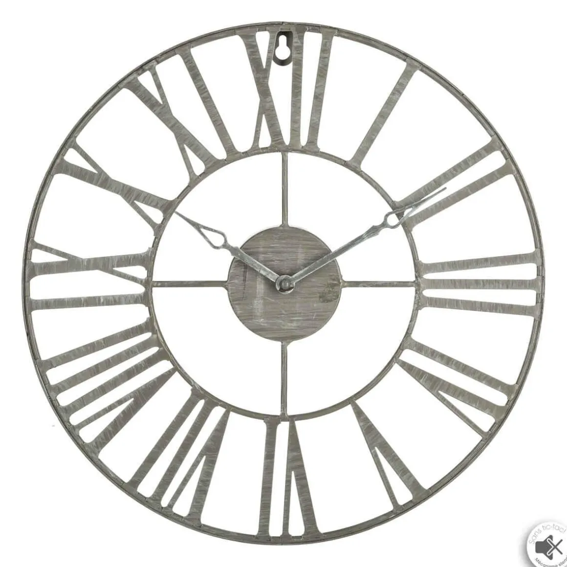 PENDULE METAL VINTAGE GRIS D.36.5CM