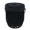 PETITE PANIERE A LINGE AVEC COUVERCLE FACON CORDE NOIR