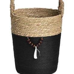 PETITE PANIERE RONDE DECO NATUREL NOIR