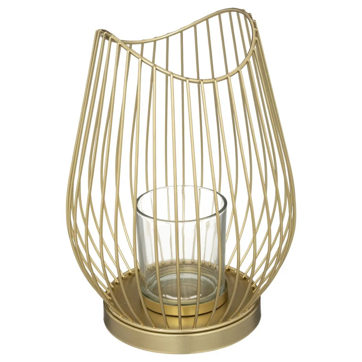 PHOTOPHORE METAL FILAIRE DORE H.23CM