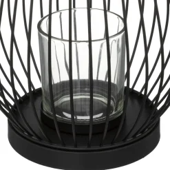 PHOTOPHORE METAL FILAIRE NOIR H.23CM