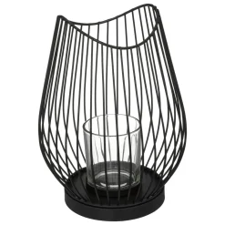 PHOTOPHORE METAL FILAIRE NOIR H.23CM