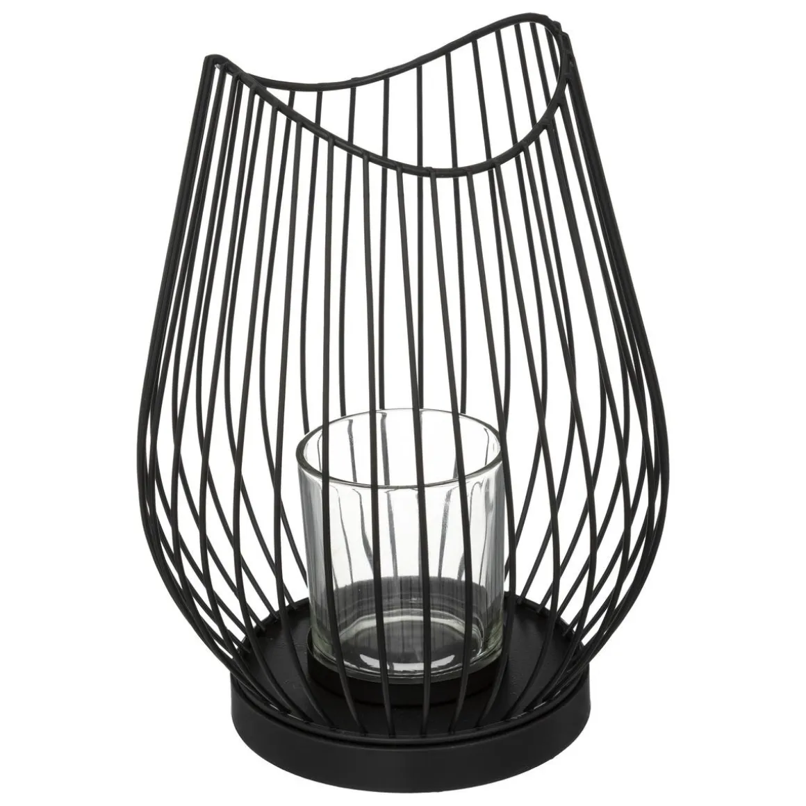 PHOTOPHORE METAL FILAIRE NOIR H.23CM