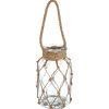PHOTOPHORE VERRE AVEC CORDE RAFFIA H.26CM