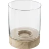 PHOTOPHORE VERRE ET BOIS D.16X20CM