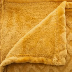 PLAID FLANELLE 3D LOSANGE OCRE 180X230CM