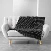 PLAID FRANGES 125X150CM COTON TISSE CAYENNE NOIR