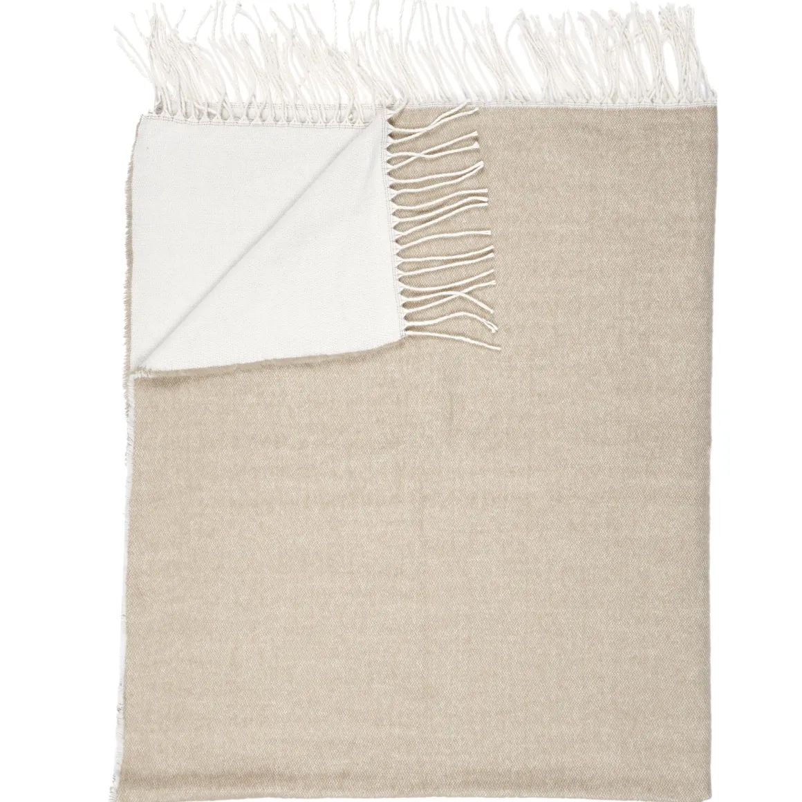 PLAIDS FRANGES EFFET LAINE BEIGE