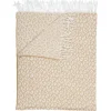 PLAIDS FRANGES EFFET LAINE TACHETE BEIGE ET CREME