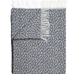 PLAIDS FRANGES EFFET LAINE TACHETE NOIR ET BLANC