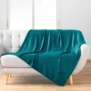 PLAID 125X150CM FLANELLE RELIEF UNIE NELIA BLEU