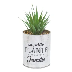 PLANTE ARTIFICIELLE SUCCULENTE POT METAL H12.5CM