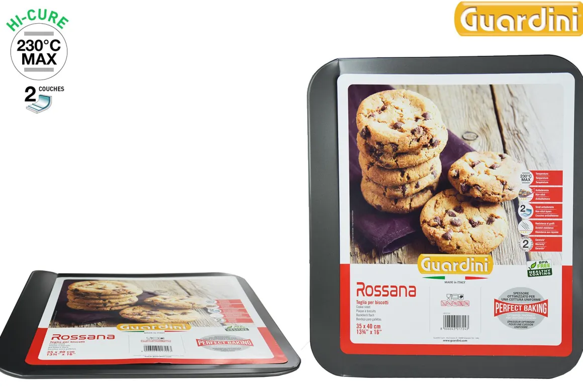 PLAQUE COOKIES 35X40CM ACIER ANTI ADHERENT ROUGE ROSSANA