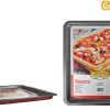 PLAQUE PIZZA 32X37CM ACIER ANTI ADHERENT ROUGE ROSSANA
