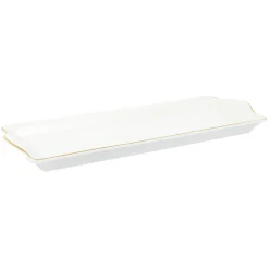 PLAT DE SERVICE PORCELAINE LISERE DORE 34X14CM