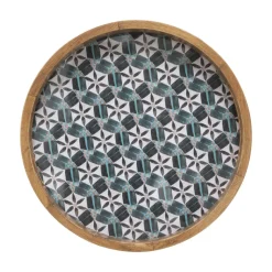 PLATEAU BOIS ALICANTE MULTICOLORE D.34.5X6CM