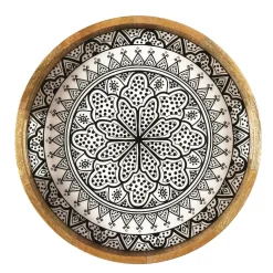 PLATEAU ROND MANGUIER DUNE NOIR 35CM