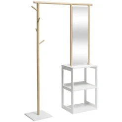 PORTANT A VETEMENTS BAMBOU BLANC