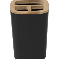 PORTE BROSSE A DENTS RUBBER ET ABS BAMBOU NOIR