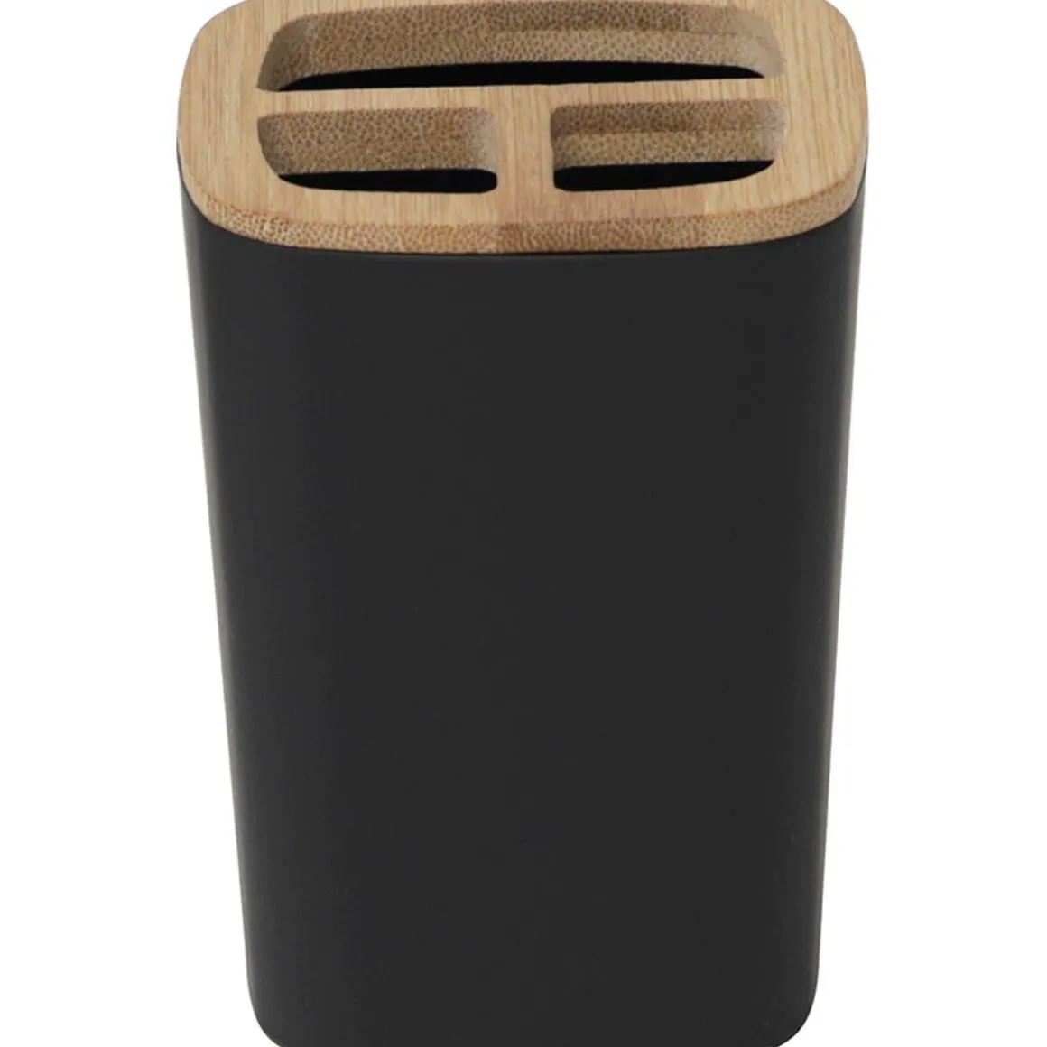 PORTE BROSSE A DENTS RUBBER ET ABS BAMBOU NOIR