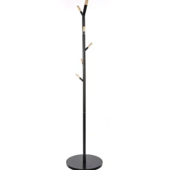 PORTE MANTEAUX METAL 6 TIGES BOIS NOIR