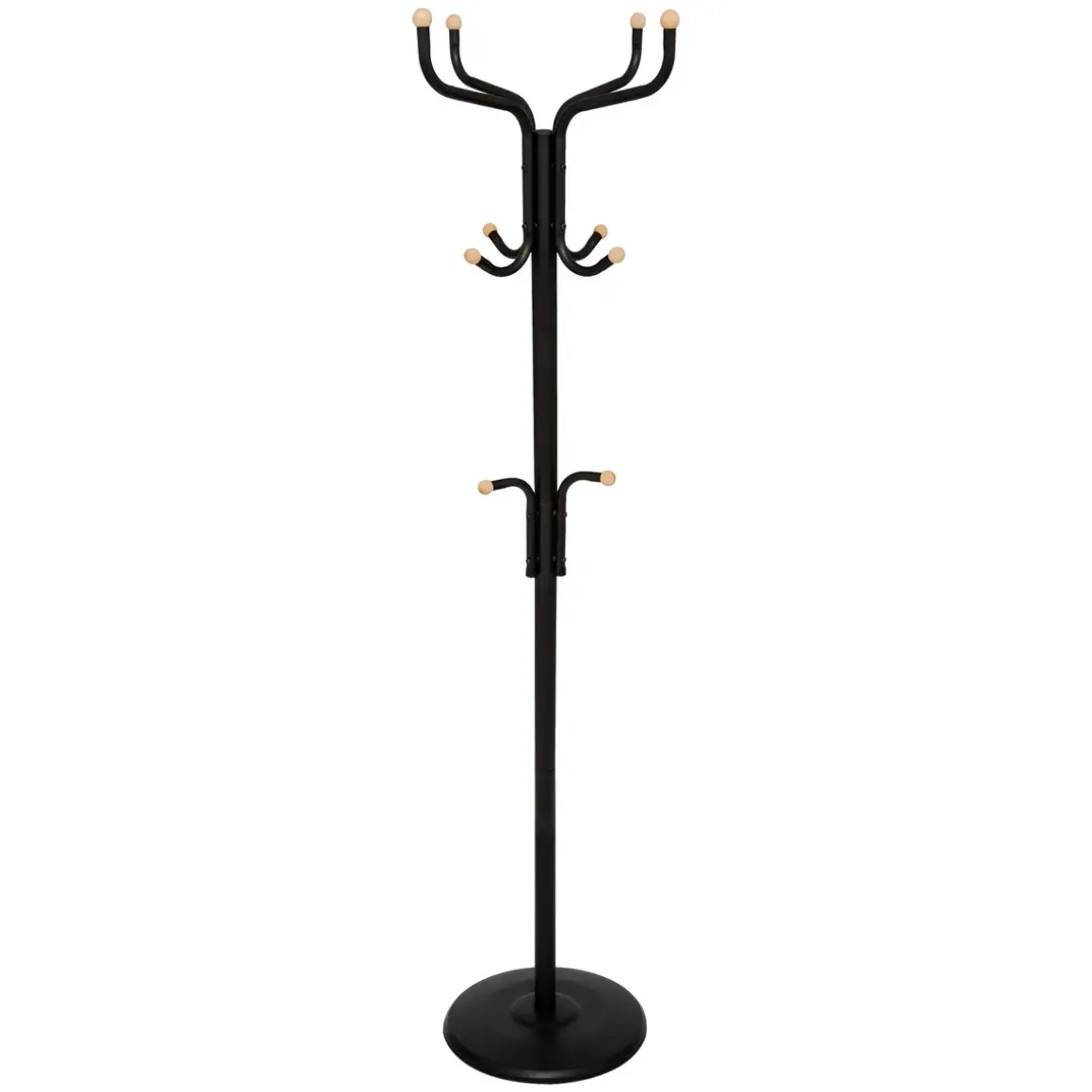 PORTE MANTEAUX 11 TIGES METAL AVEC BOULES BOIS