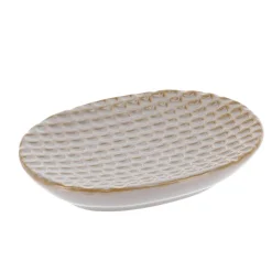 PORTE SAVON GRES LAQUE FACON ECAILLE BEIGE