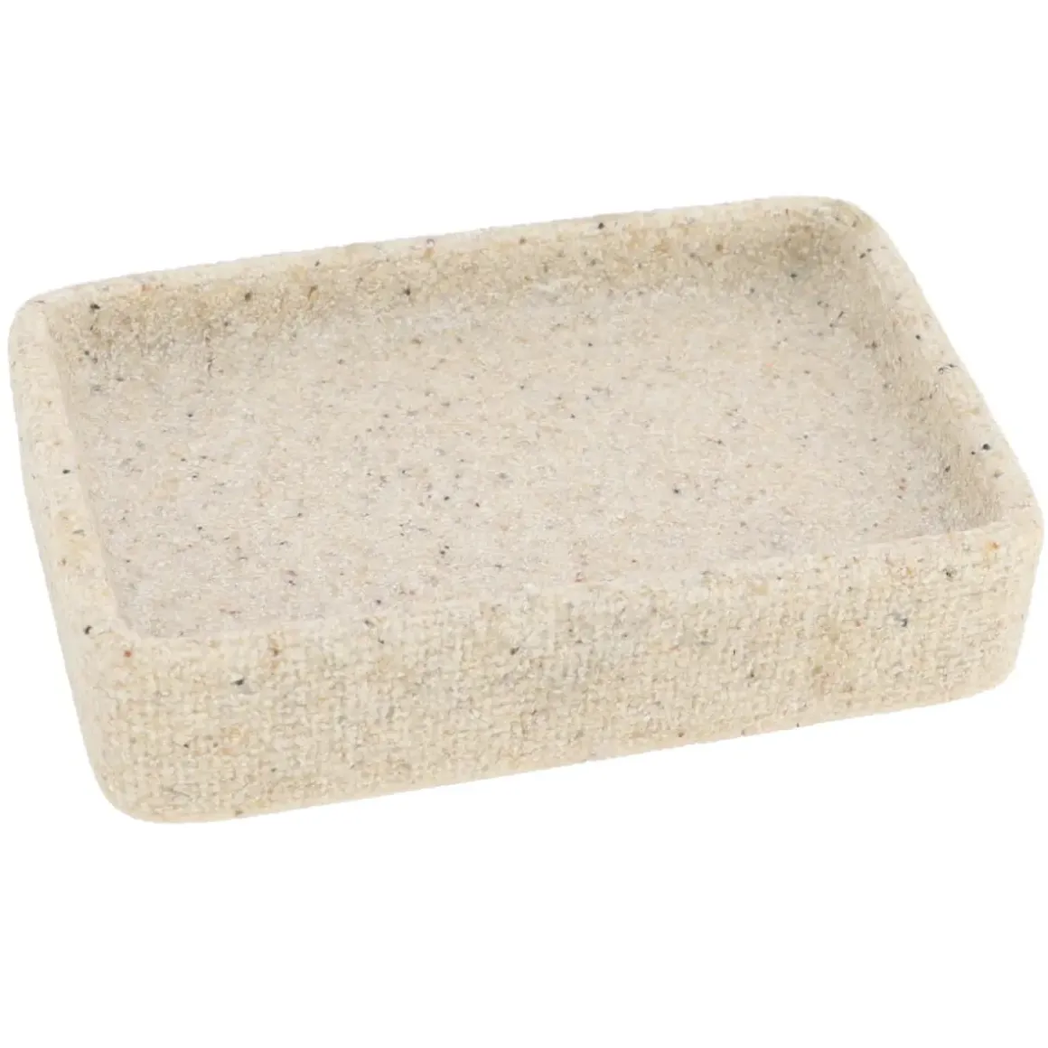 PORTE SAVON POLYRESINE RECTANGULAIRE EFFET SABLE NATUREL