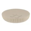 PORTE SAVON POLYRESINE ROND STRIEE TAUPE