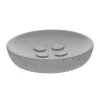 PORTE SAVON POLYRESINE ROND STRIEE GRIS CLAIR