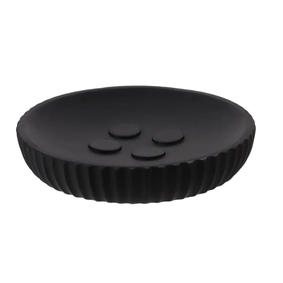PORTE SAVON POLYRESINE ROND STRIEE NOIR