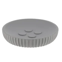 PORTE SAVON POLYRESINE ROND STRIEE GRIS