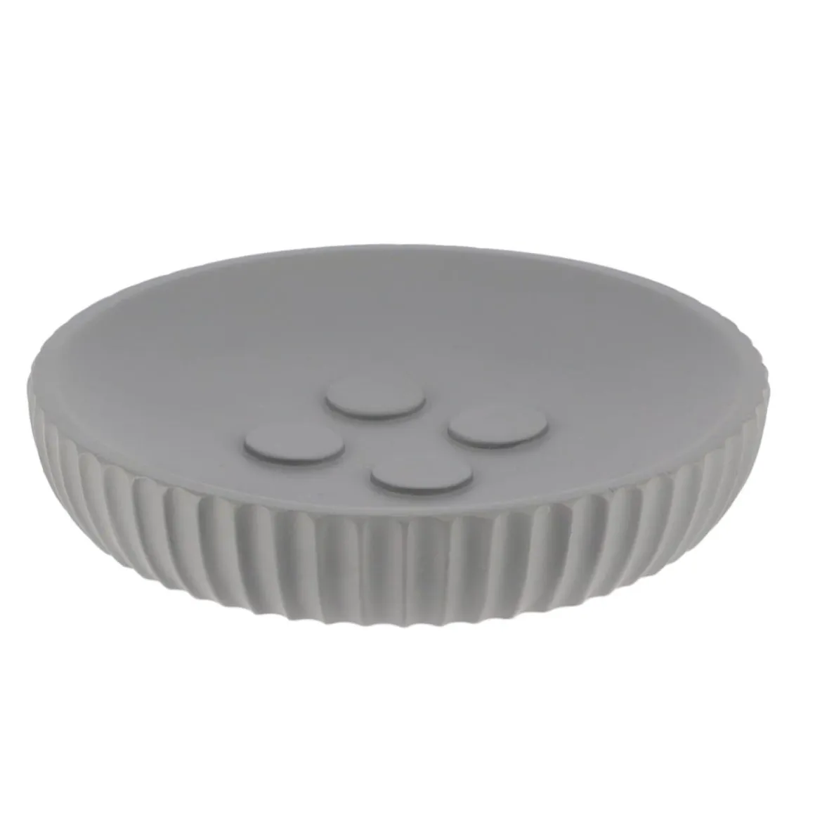PORTE SAVON POLYRESINE ROND STRIEE GRIS