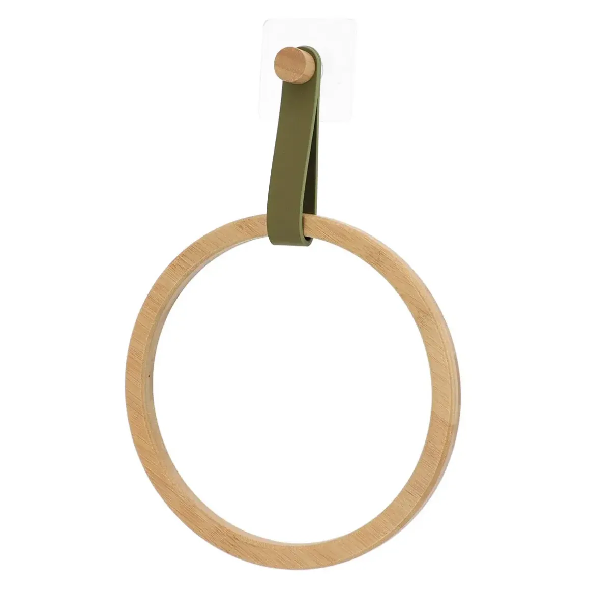PORTE SERVIETTES ARRONDI AVEC LANIERE KAKI BAMBOU