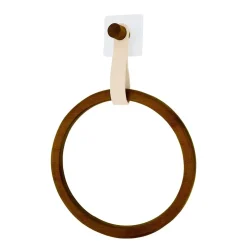 PORTE SERVIETTES BAMBOU LANIERE SIMILI CUIR BEIGE